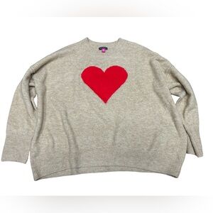 Vince Camuto Beige Sweater with Bold Red Heart